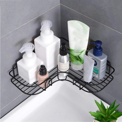 kedarnath Multi-use Self Adhesive Kitchen (PACK OF 1) Bathroom Corner Shelf,storage Rack Steel Wall Shelf(Number of Shelves - 1, Black)