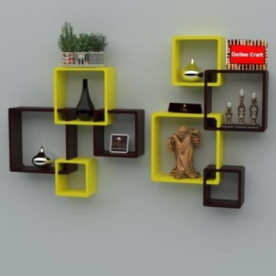 OnlineCraft Wooden Wall Shelf(Number of Shelves - 8, Red)