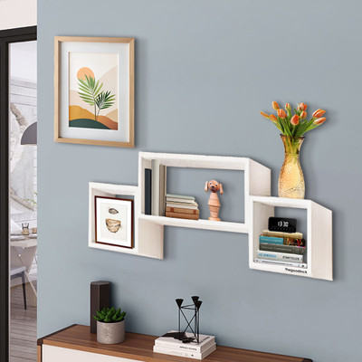 TheGoodLuck Wooden Floating Shelf for Wall , wall cabinet , wall shelves Particle Board Wall Shelf(Number of Shelves - 3, White)