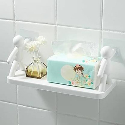 kaygeee Multipurpose Wall Mount Floating Shelf Bathroom Rack Plastic Wall Shelf(Number of Shelves - 1, White)