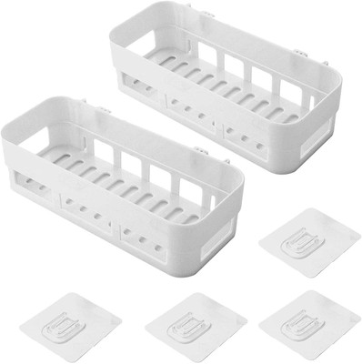 QXORE Bathroom Rack Shelf Shelvesh Pack of 2 Shelves for plastic stand Plastic Wall Shelf(Number of Shelves - 2, White)