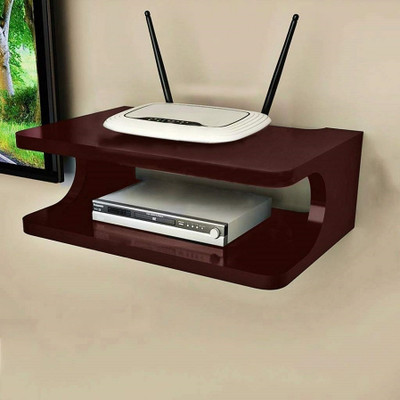 MAJESTIC MART Set top Box Stand | WiFi Router Holder Wall Shelves | Setup Box Stand for Home Wooden Wall Shelf(Number of Shelves - 2, Brown)