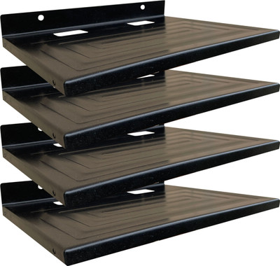 ShelfKing Wall Mount Set Top Box Stand For TV, Setup Box Holder, Color - Black, Set of 4 Iron Wall Shelf(Number of Shelves - 4, Black)