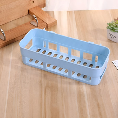 Hirsha Wall Mounted Space-Saving Bathroom Organizer for Shampoo, Soap and Toiletries Plastic Wall Shelf(Number of Shelves - 1, Blue)