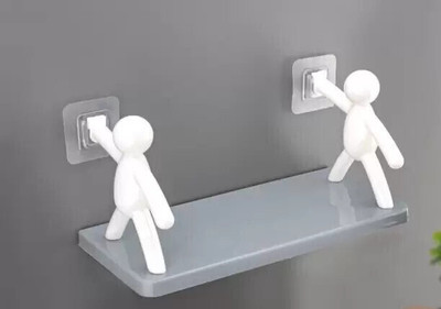 SJK Self Adhesive Multi-Purpose Wall Hanging Humanoid floating Shelf 1.982 Plastic Wall Shelf(Number of Shelves - 1, White)