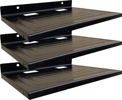 ShelfKing Wall Mount Set Top Box Stand /Wi-Fi Router Box Stand, Color - Black, Pack Of 3 Iron Wall Shelf(Number of Shelves - 3, Black)