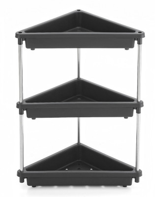 Firstchoice CORNER RACK Plastic Wall Shelf(Number of Shelves - 3, Black)