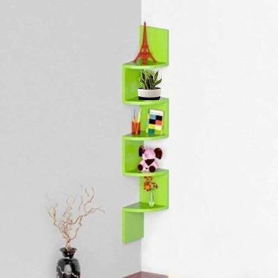 Tarzen MDF (Medium Density Fiber) Wall Shelf(Number of Shelves - 5, Green)