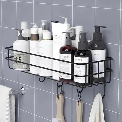 ZH HANDICRAFT Quickmart Self-Adhesive Wall Shelves for Bathroom Organizer/Rack Iron Wall Shelf Iron Wall Shelf(Number of Shelves - 1, Black)