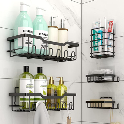 KYASO Iron Wall Shelf(Number of Shelves - 5, Black)