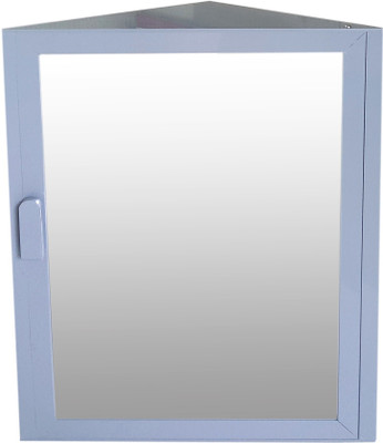 WINACO New Look Corner Grey Acrylic Bathroom cabinet With Mirror Acrylic Wall Shelf(Number of Shelves - 3, Grey)