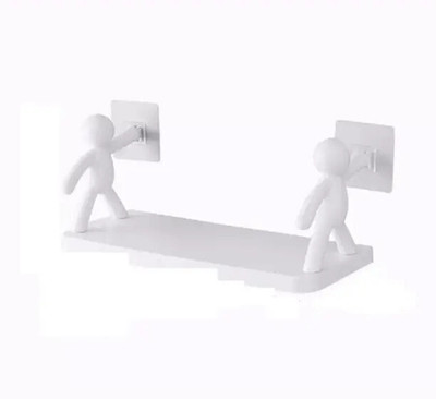 SJK (PACK OF 1)Self Adhesive Multi-Purpose Wall Hanging Humanoid floating Shelf Plastic Wall Shelf(Number of Shelves - 1, White)