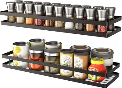 Quicky QUICKY Wall Mountable set of2Iron Kitchen/Bathroom Rack Shelves & Organisers. Iron Wall Shelf(Number of Shelves - 2, Black)
