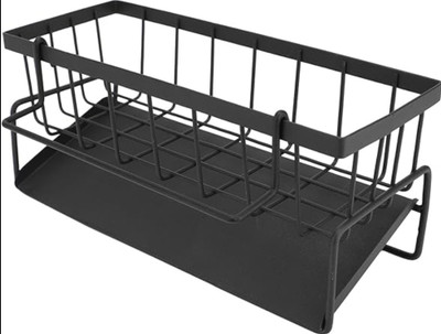 Trezzi Kitchen Sink with Hanging RoW Steel Wall Shelf(Number of Shelves - 10, Black)