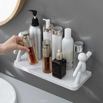 SJK Self Adhesive Multi-Purpose Wall Hanging Humanoid floating Shelf 1.564 Plastic Wall Shelf(Number of Shelves - 1, White)