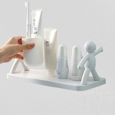 SJK Self Adhesive Multi-Purpose Wall Hanging Humanoid floating Shelf 2.0015(White)