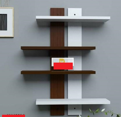 THE PINEWOOD ENTERPRISES THE PINEWOOD ENTERPRISES Wooden Ladder Shape 4 Tier Designer Wall Rack Shelf Wooden, MDF (Medium Density Fiber) Wall Shelf(Number of Shelves - 4, Brown, White)