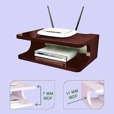 AXIMIANSTORE Wooden WiFi Router Stand Wall Mount Shelf Holder Set Top Box Home Office Use Wooden Wall Shelf(Number of Shelves - 1, Brown)