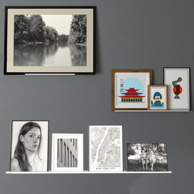 Spillbox Metal Photo Frame Stand|Displaying Photos and Artwork Images-Set of 3 Iron Wall Shelf(Number of Shelves - 1, White)