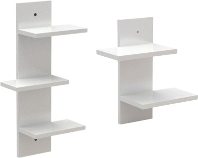 fkuz Wall Shelf Wooden Wall Shelf(Number of Shelves - 3, White)