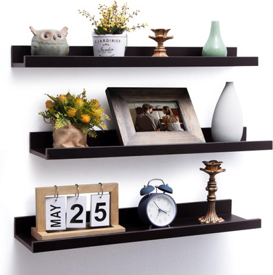 Antico Woodenia 24 inch Ledge Engineered Wood Floating Wall Shelf| Wall Mount| Wall Rack MDF (Medium Density Fiber) Wall Shelf(Number of Shelves - 3, Brown)