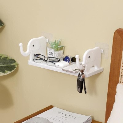 YIXTY Elephant Shape Wall Mounted Plastic Bathroom Accessories Shelf Plastic Wall Shelf(Number of Shelves - 1, White)