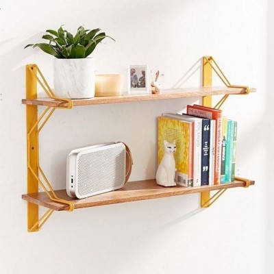 WOODENMOOD Wooden Wall Shelf(Number of Shelves - 2)