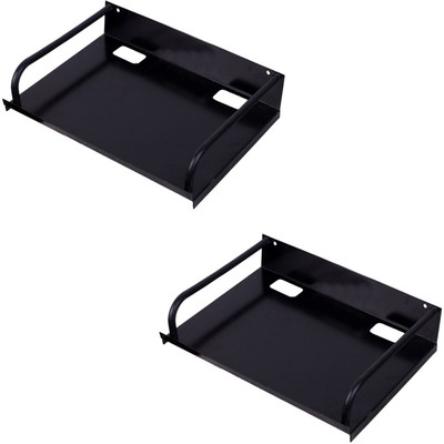 Taido Set top Box Stand Wall Mount Rack Shelf Wi-Fi Router Stand Setup Box Shelf Stainless Steel Wall Shelf(Number of Shelves - 2, Black)