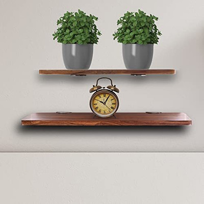 NAOE Wall Mounted Shelves for Wall Storage & Decor Wooden Wall Shelf(Number of Shelves - 2, Brown)