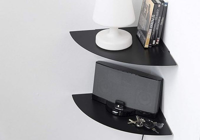 Indian Decor 4126 Corner Shelf/Metal Corner Shelf/Multipurpose Shelf Wooden Wall Shelf(Number of Shelves - 1, Black)