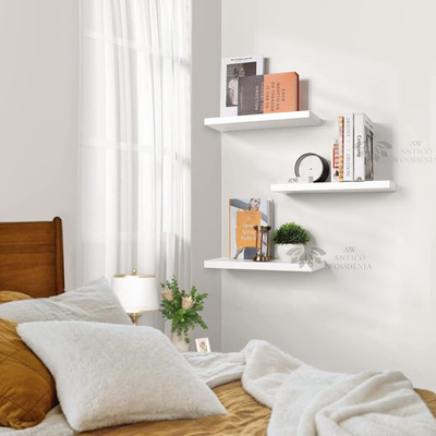 Antico Woodenia 24 inch Engineered Floating Wall Shelf| Wall Mount| Wall Rack MDF (Medium Density Fiber) Wall Shelf(Number of Shelves - 3, White)