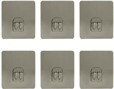 Gabani fashion Magic Adhesive Sticker for Bathroom Self Corner Shelves Pack of 6 Pieces (Only Stickers) Plastic Wall Shelf(Number of Shelves - 2, Silver)