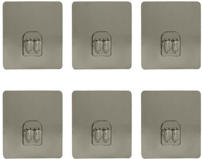 draval Hanging Adhesive Sticker - Only Sticker (Single Hook (8 X 8 Cm)- Plastic Hook 1(Pack of 6)