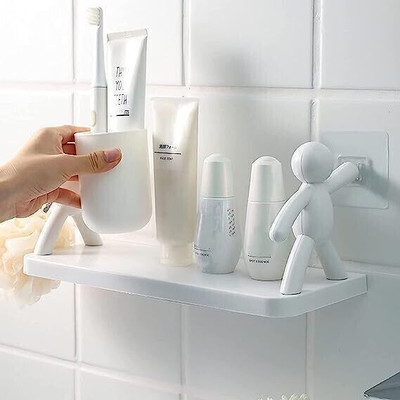 SHIVA PACK OF 2 Wall Mounted Shelf, Bathroom Shelf Organizer MRS23.2598 Plastic Wall Shelf(Number of Shelves - 2, White)