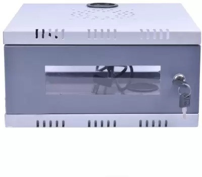 Planet info DVR Rack 1U CCTV/DVR/NVR Cabinet Box Wall Mount with Lock/Server Rack-Foldable Iron, Glass Wall Shelf(Number of Shelves - 1, Grey)