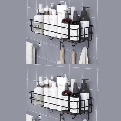 Zolento Iron Wall Shelf(Number of Shelves - 2, Black)