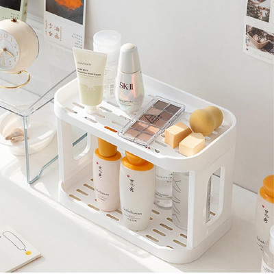 NISHIV Double Layer Foldable Rack for Cosmetic, Desktop, Kitchen Plastic Wall Shelf(Number of Shelves - 2, White)