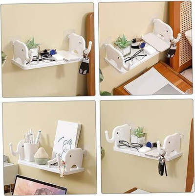 hari Elephant Shape Storage Rack Stand Plastic Wall Shelf(Number of Shelves - 1, White)