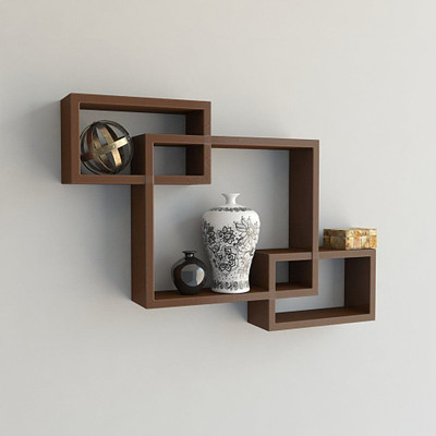 UNIQUE CRAFT HOUSE MDF Intersecting Wall Shelf/ Floating Rack Shelves For Home and Living Decor - Brown MDF (Medium Density Fiber), Wooden Wall Shelf(Number of Shelves - 3, Brown)