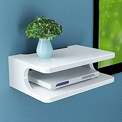 PepperWood Engineered Wood Set Top Box Stand TV Unit Wall Shelf & WiFi Router Holder(White) MDF (Medium Density Fiber) Wall Shelf(Number of Shelves - 2, White)