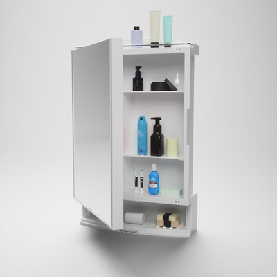 asfect ALFA MIRROR CABINET Plastic Wall Shelf(Number of Shelves - 4, White)