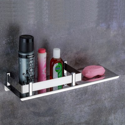 SMART SLIDE Stainless Steel Bathroom Shelf/Kitchen Shelf/Wall Shelf and Rack/Bathroom Rack with Soap Dish/Soap Case/Bathroom Accessories (15 X 5 Inches) Stainless Steel Wall Shelf(Number of Shelves - 1)