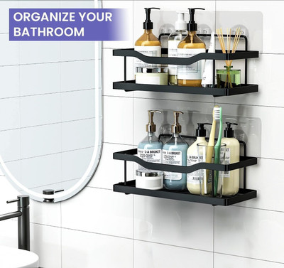 DXDT Wall Mounted bathroom Rack Shelf/Storage Organizer for bathroom Steel Wall Shelf(Number of Shelves - 2, Black)