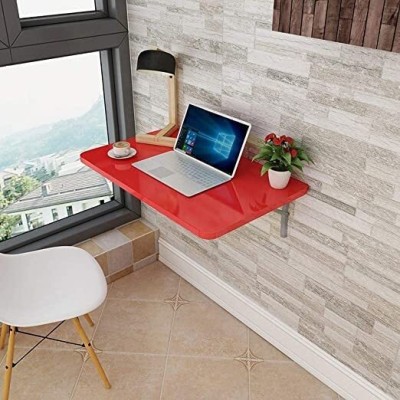CraftOnline Wall Mounted Floating Folding Table, Laptop Table Small Wooden Desk Wooden, MDF (Medium Density Fiber) Wall Shelf(Number of Shelves - 1, Red)