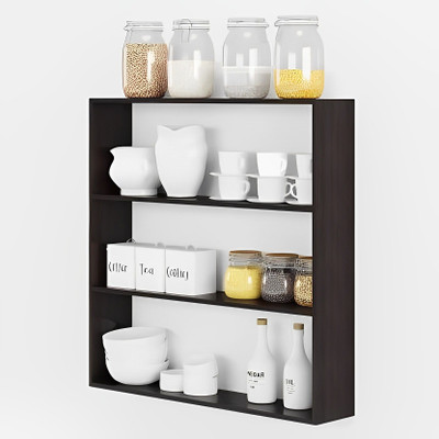 Baksh Bros Xtenshion Crafts Wooden Wall Kitchen Shelf decoration for home flat Wooden Wall Shelf(Number of Shelves - 4, Black)