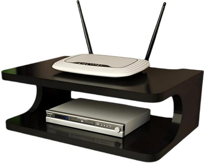 pinjowood router stand MDF (Medium Density Fiber) Wall Shelf(Number of Shelves - 2, Black)