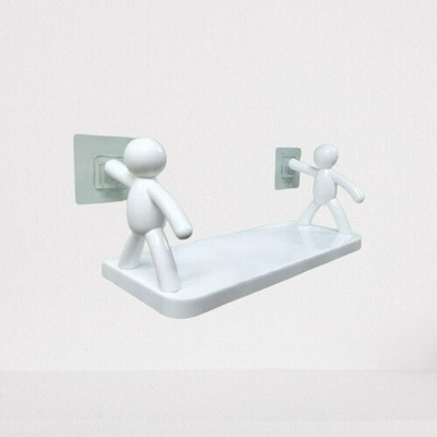 SJK (PACK OF 2)Self Adhesiv Wall Hanging Humanoid floating Shelf 1.2014 Plastic Wall Shelf(Number of Shelves - 1, White)