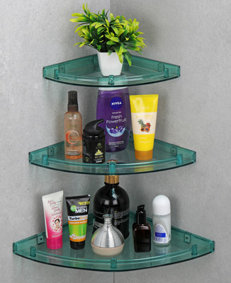 iSTAR Unbreakable 3 layer Corner set for Bathroom/wall decoration/Storage organizer..- Plastic Wall Shelf(Number of Shelves - 3, Green)
