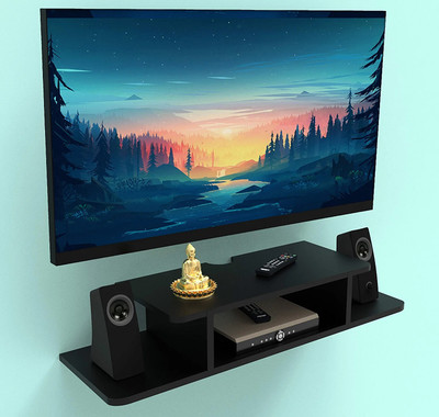stardecor Engineered Wood tv cabinet Wall Mount Setup Box Stand tv wall shelves tv unite MDF (Medium Density Fiber) Wall Shelf(Number of Shelves - 2, Black)