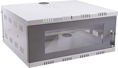 A Yo Z CCTV Cabinet Box/DVR Rack Wall Mount with Lock/Server Rack with Power Socket Iron Wall Shelf(Number of Shelves - 1, Grey)